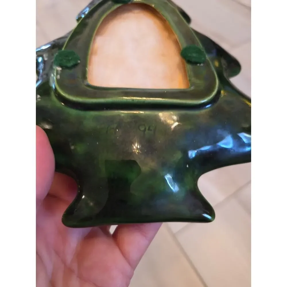 Vintage Lefton Green Holly Christmas Tree Candy Dish , Holly Berries‎ 1971/72